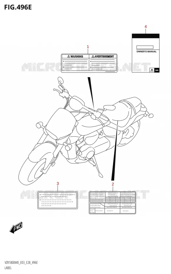 ETIQUETTE (E28) Suzuki MOTO 1800 BOULEVARD 2020  VZR1800 M0 /​ VZR1800BZ M0 (E03,E28,E33)