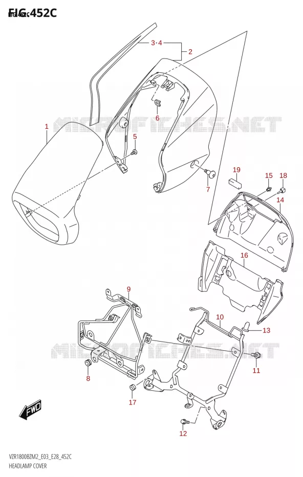 COUVERCLE DE PHARE Suzuki MOTO 1800 BOULEVARD 2022  VZR1800BZ 2022 M2 (E28)