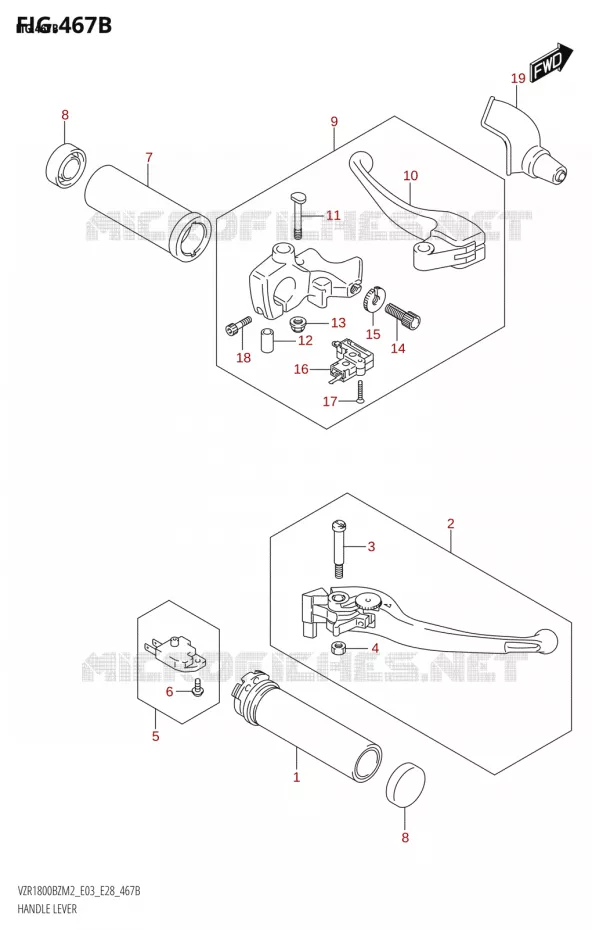 LEVIERS - POIGNEES Suzuki MOTO 1800 BOULEVARD 2022  VZR1800BZ 2022 M2 (E28)