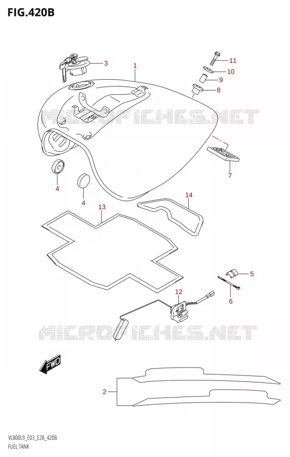 RESERVOIR D'ESSENCE (VL800:L9:E28) Suzuki MOTO 800 BOULEVARD 2019  VL800 2019 L9 (E28)