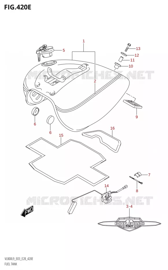 RESERVOIR D'ESSENCE (VL800T:L9:E28) Suzuki MOTO 800 BOULEVARD 2019  VL800 2019 L9 (E28)