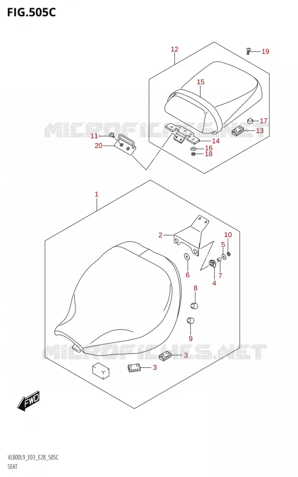 SELLE (VL800:L9:E33) Suzuki MOTO 800 BOULEVARD 2019  VL800 2019 L9 (E28)