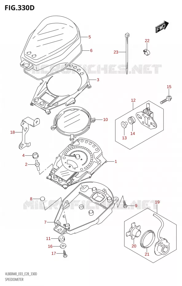 COMPTEUR (VL800:E03,E33) Suzuki MOTO 800 BOULEVARD 2020  VL800 2020 M0 (E28)