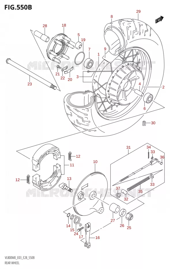 ROUE ARRIERE (VL800T) Suzuki MOTO 800 BOULEVARD 2020  VL800 2020 M0 (E28)