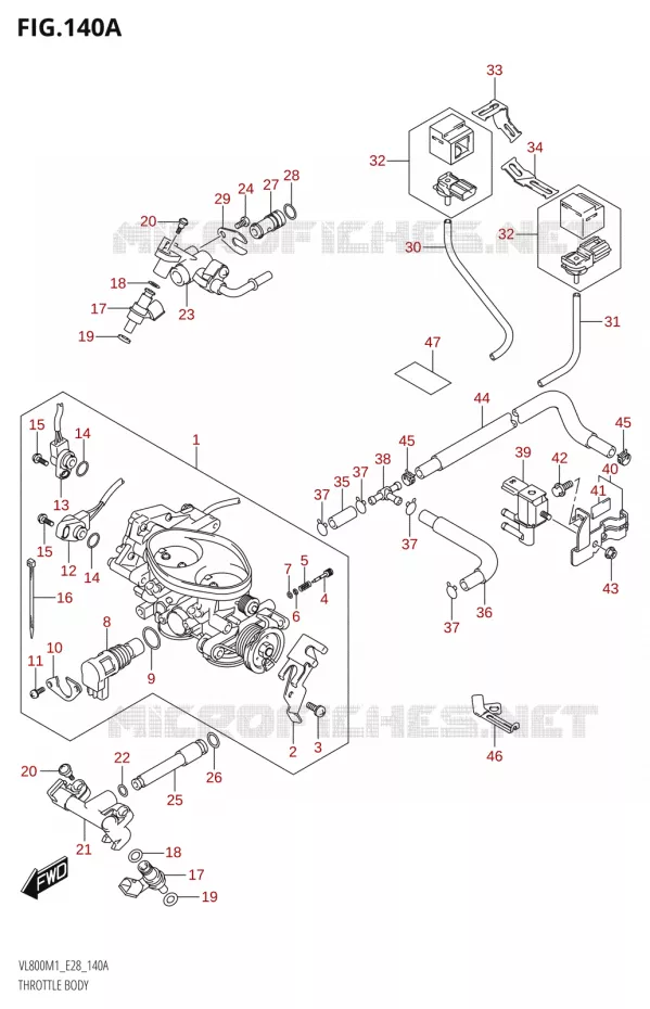 CORPS DE PAPILLON Suzuki MOTO 800 BOULEVARD 2021  VL800 2021 M1 (E28)