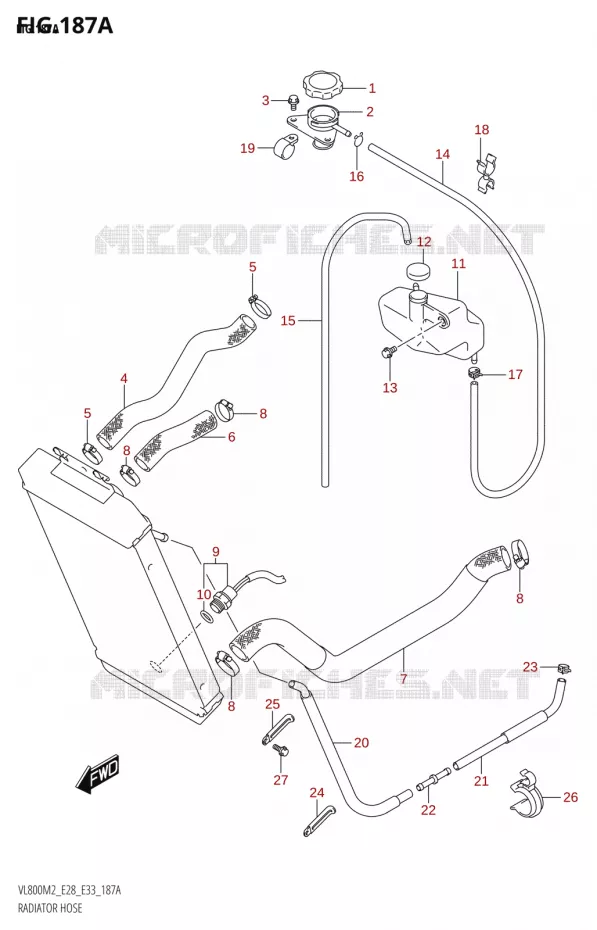 DURITES DE RADIATEUR - VASE D'EXPANSION Suzuki MOTO 800 BOULEVARD 2022  VL800 2022 M2 (E28)