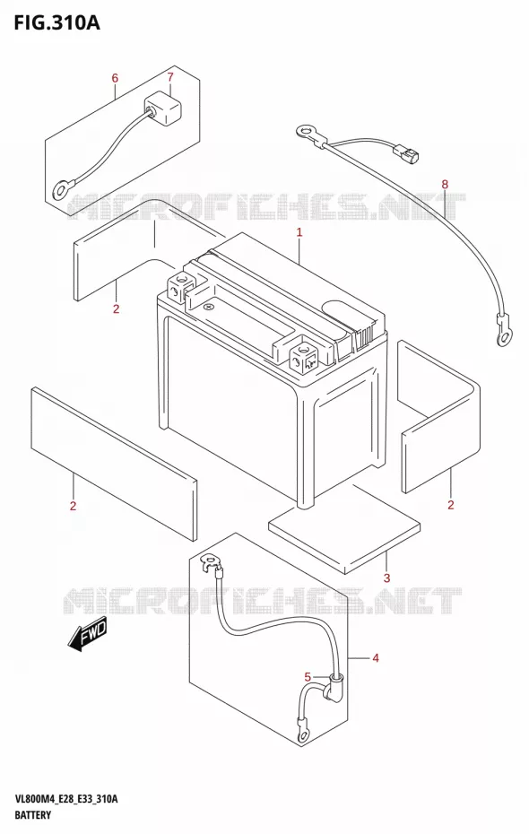 BATTERIE (E33) Suzuki MOTO 800 BOULEVARD 2024  VL800 2024 M4 (E28)
