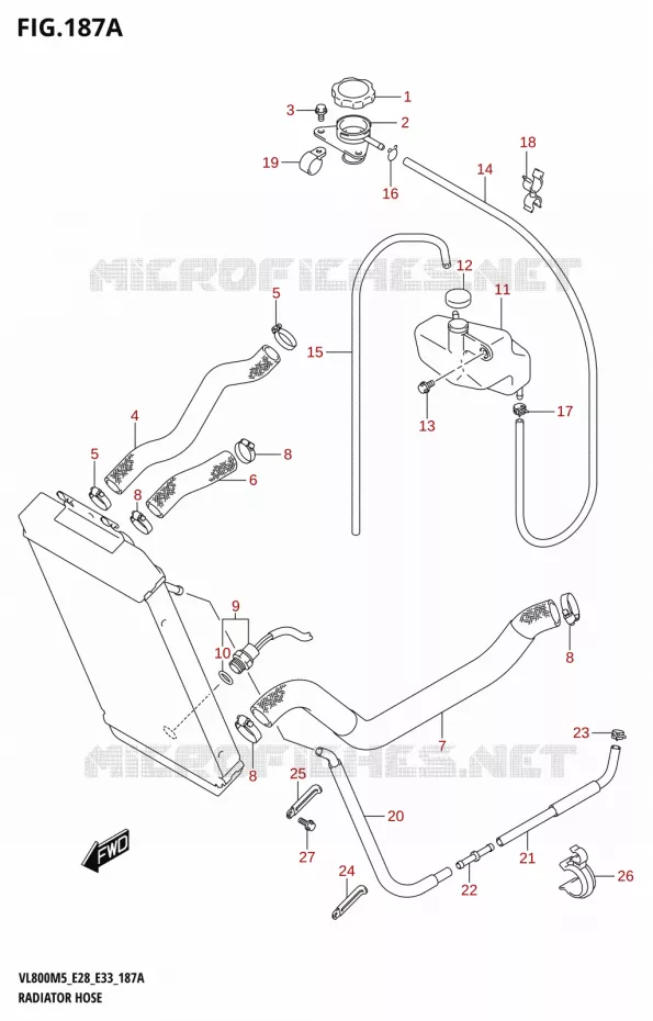DURITES DE RADIATEUR - VASE D'EXPANSION Suzuki MOTO 800 BOULEVARD 2025  VL800 2025 M5 (E28)