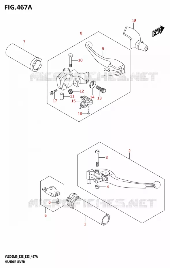 LEVIERS - POIGNEES Suzuki MOTO 800 BOULEVARD 2025  VL800 2025 M5 (E28)