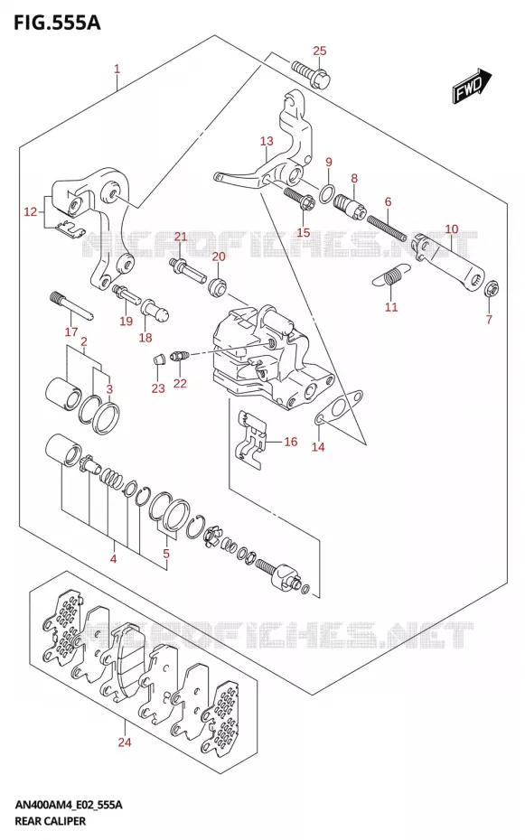 ETRIER DE FREIN ARRIERE Suzuki SCOOTER 400 BURGMAN 2024  AN400A 2024 M4 (E19)