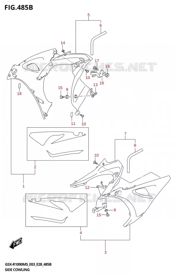 FLANCS DE CARENAGES (GSX-R1000RA) Suzuki MOTO 1000 GSX-R 2025  GSX-R1000A 2025 M5 (E28)
