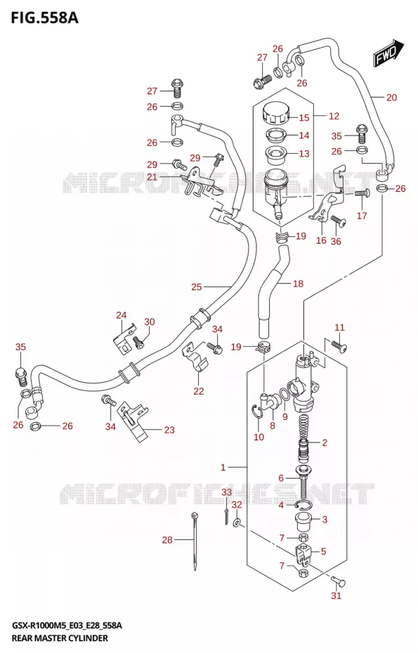 MAITRE CYLINDRE DE FREIN ARRIERE Suzuki MOTO 1000 GSX-R 2025  GSX-R1000A 2025 M5 (E28)