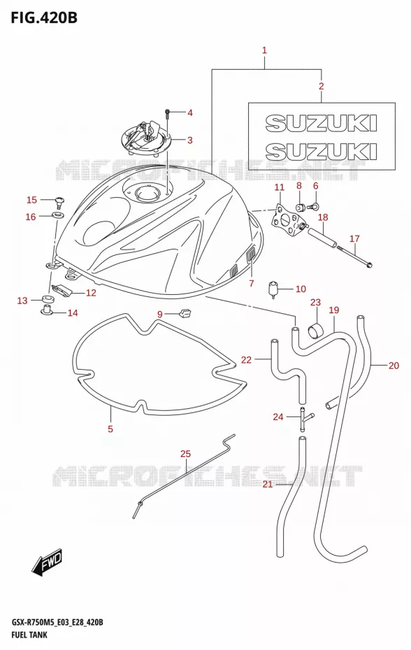 RESERVOIR D'ESSENCE (GSX-R750Z:(E03,E28)) Suzuki MOTO 750 GSX-R 2025  GSX-R750 2025 M5 (E28)