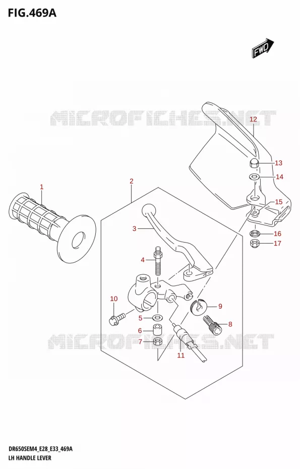 ENSEMBLE LEVIER - POIGNEE GAUCHE Suzuki MOTO 650 DR 2024  DR650SE 2024 M4 (E28)