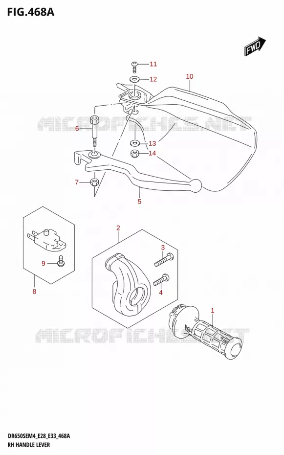 LEVIER DROIT - POIGNEE DROITE Suzuki MOTO 650 DR 2024  DR650SE 2024 M4 (E28)