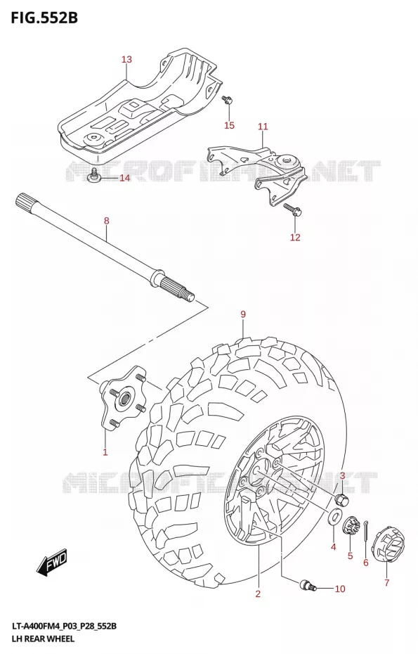 ROUE ARRIERE GAUCHE (LT-A400FZ:P03) Suzuki QUAD 400 KINGQUAD 2024  LT-A400F 2024 M4 (P28)