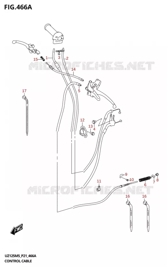 GUIDON - CABLES Suzuki SCOOTER 125 ADDRESS 2025  UZ125M5 P21 2025 M5 (P21)