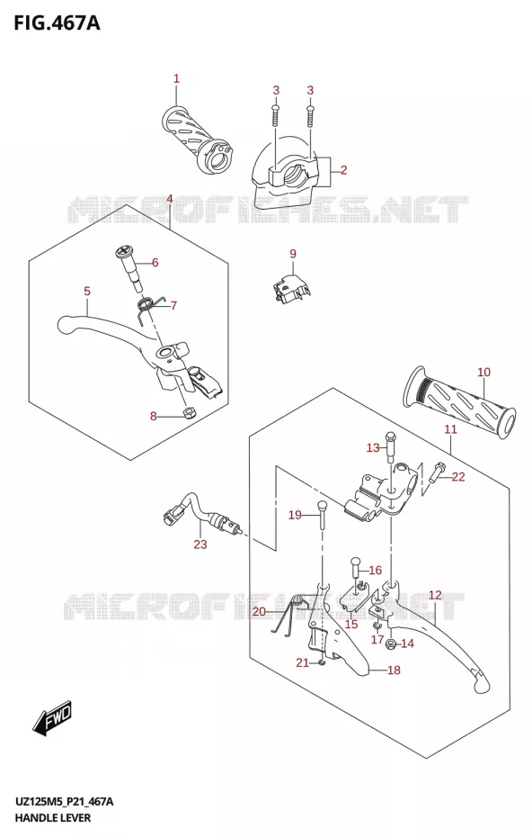 LEVIERS - POIGNEES Suzuki SCOOTER 125 ADDRESS 2025  UZ125M5 P21 2025 M5 (P21)