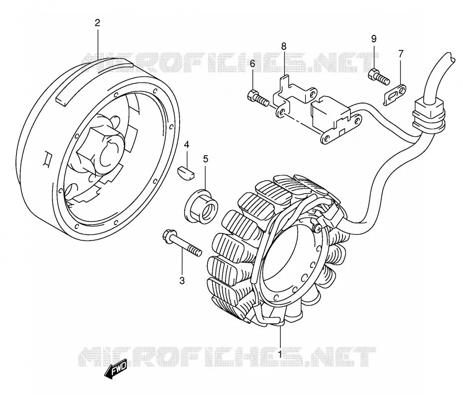 ALLUMAGE ROTOR - STATOR Suzuki QUAD 500 KINGQUAD 2002  LT-A500FK2(E3/E28)
