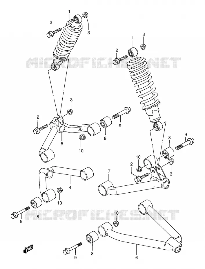 AMORTISSEUR - TRIANGLES Suzuki QUAD 250 KINGQUAD 1997  LT-F4WDV(E17)