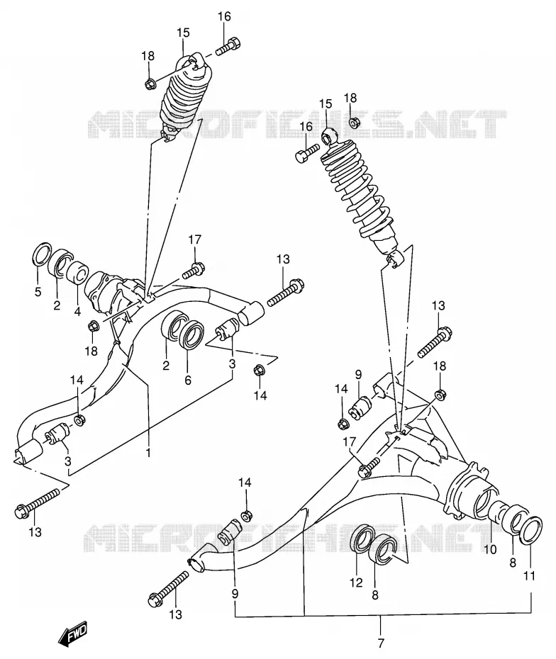 AMORTISSEUR - TRIANGLES Suzuki QUAD 250 OZARK 2000  LT-F250FY(E24)