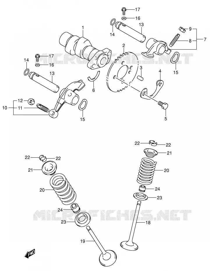 ARBRE A CAMES - SOUPAPES Suzuki QUAD 250 OZARK 2004  LT-F250K4(E3/E28)