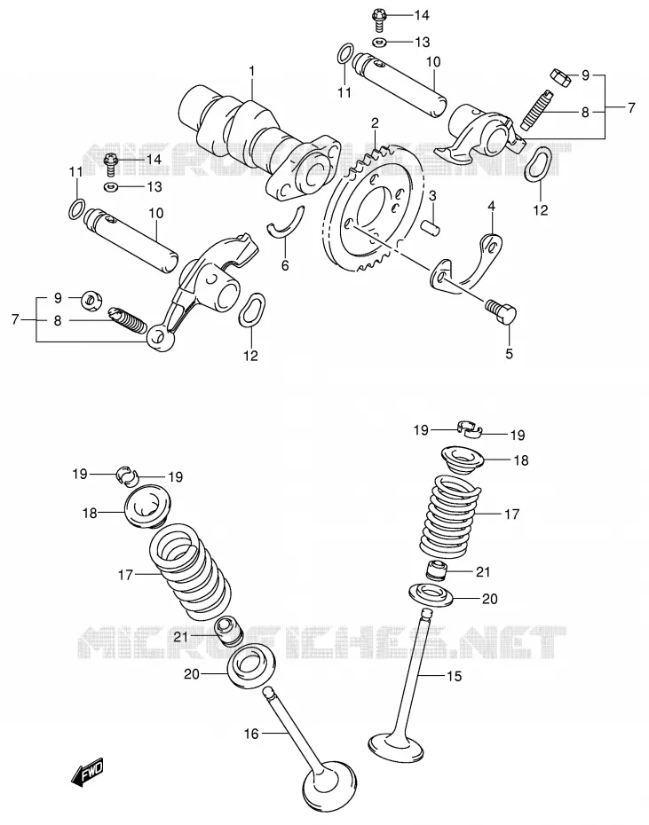 ARBRE A CAMES - SOUPAPES Suzuki QUAD 250 QUADSPORT 2007  LT-Z250K7(E19)
