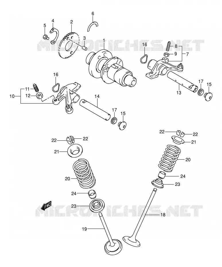 ARBRE A CAMES - SOUPAPES Suzuki QUAD 400 EIGER 2003  LT-F400FK3(P3/P28)