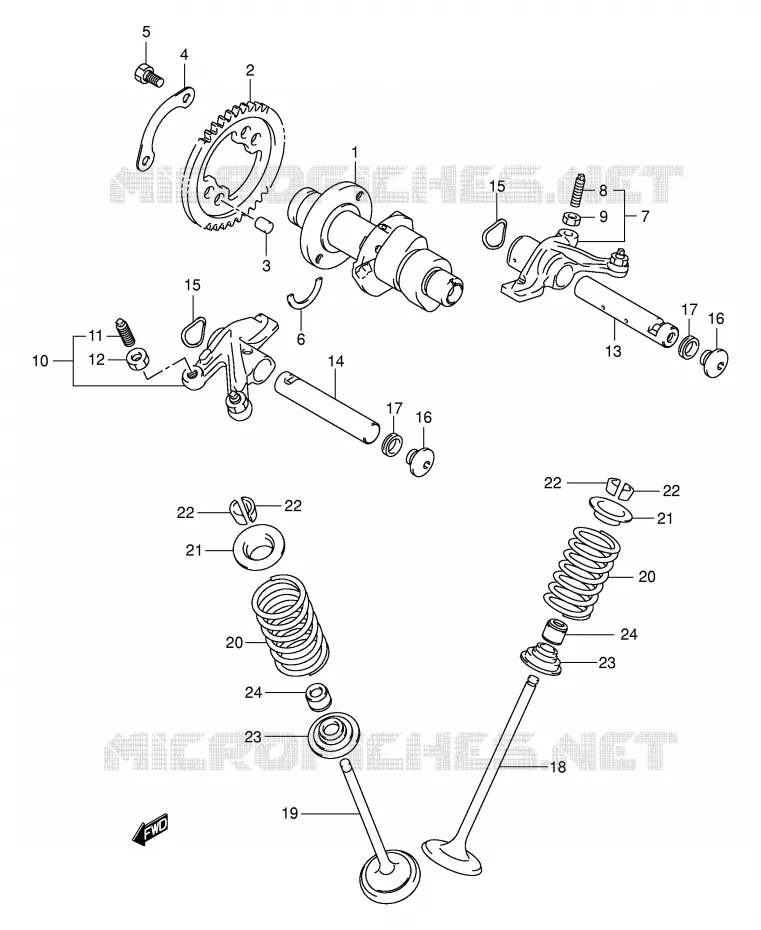 ARBRE A CAMES - SOUPAPES Suzuki QUAD 500 VINSON 2003  LT-F500FK3(E3/E28)