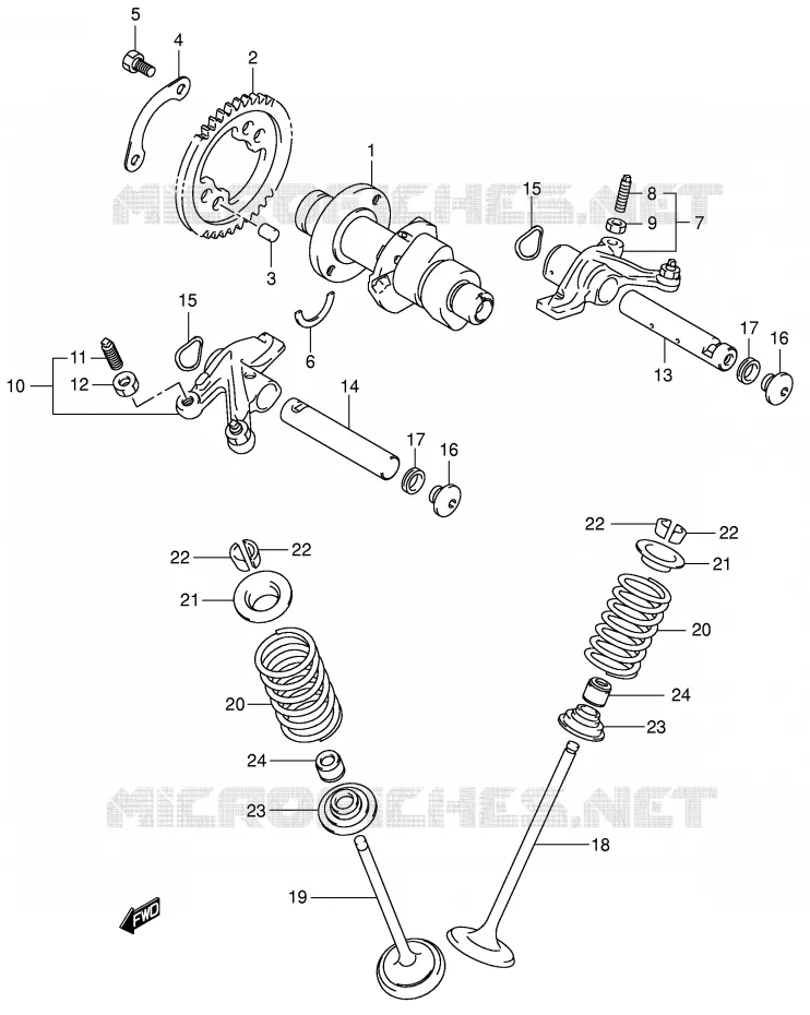 ARBRE A CAMES - SOUPAPES Suzuki QUAD 500 VINSON 2006  LT-F500FK6(P28/P33)
