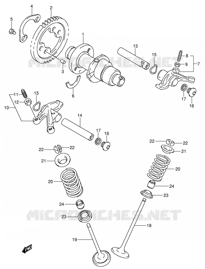 ARBRE A CAMES - SOUPAPES Suzuki QUAD 500 VINSON 2007  LT-A500FK7(P24)