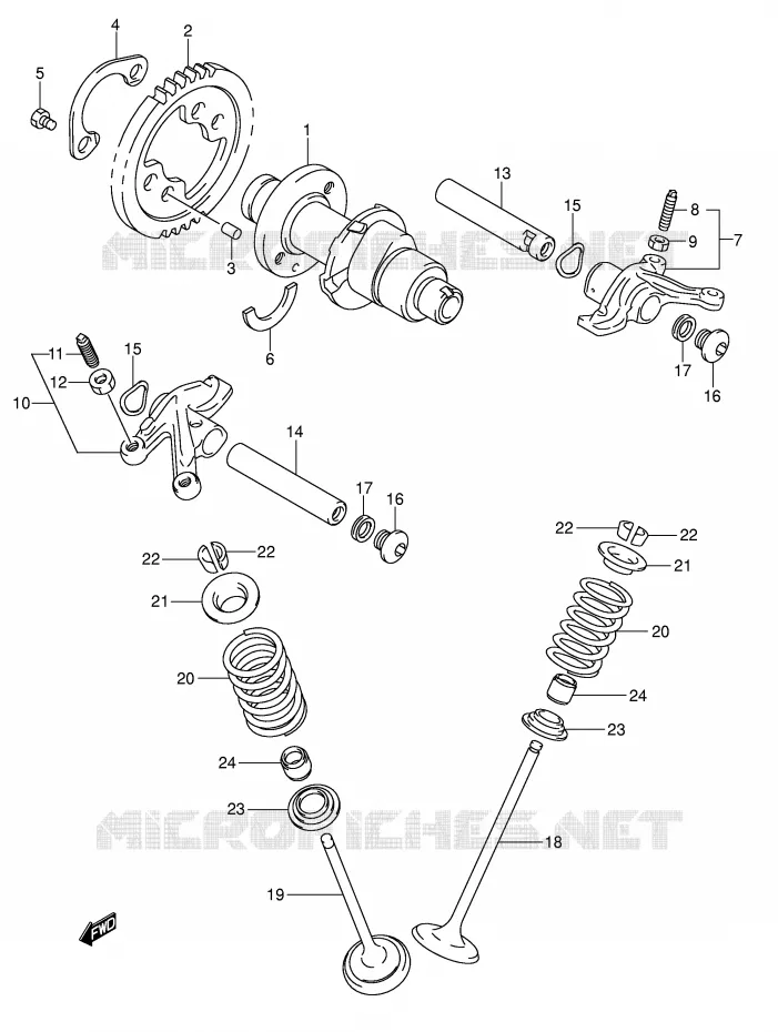 ARBRE A CAMES - SOUPAPES Suzuki QUAD 500 VINSON 2007  LT-A500FK7(P28/P33)