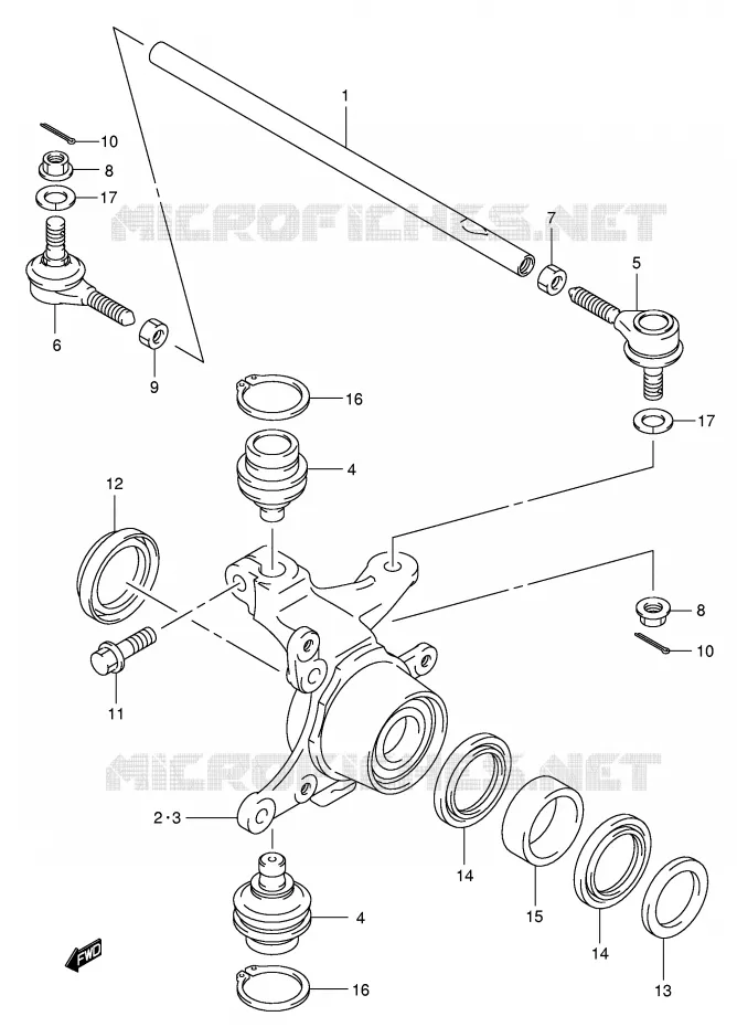 BIELLETTES DE DIRECTION - MOYEU (MODEL K5/K6/K7) Suzuki QUAD 400 EIGER 2003  LT-A400FK3(P24)