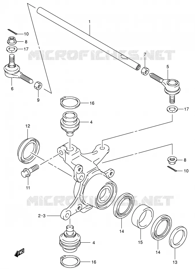 BIELLETTES DE DIRECTION - MOYEU (MODEL K5/K6/K7) Suzuki QUAD 400 EIGER 2003  LT-F400FK3(P24)