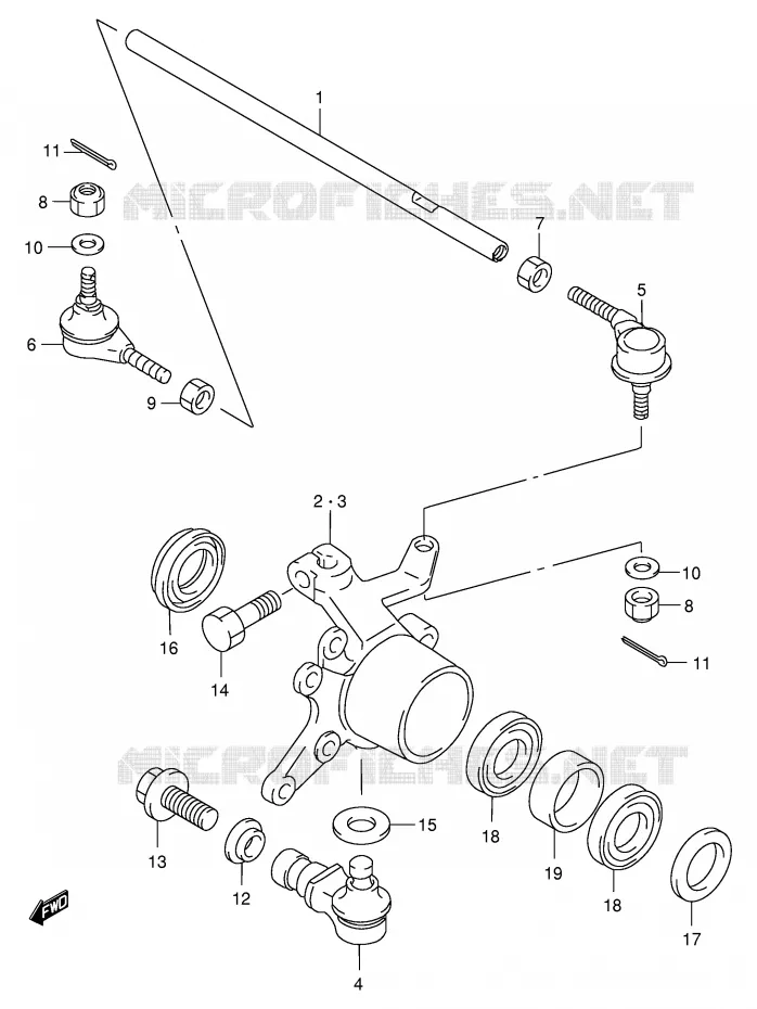 BIELLETTES DE DIRECTION - MOYEU Suzuki QUAD 500 QUADMASTER 2000  LT-F500FY(E3/E28)