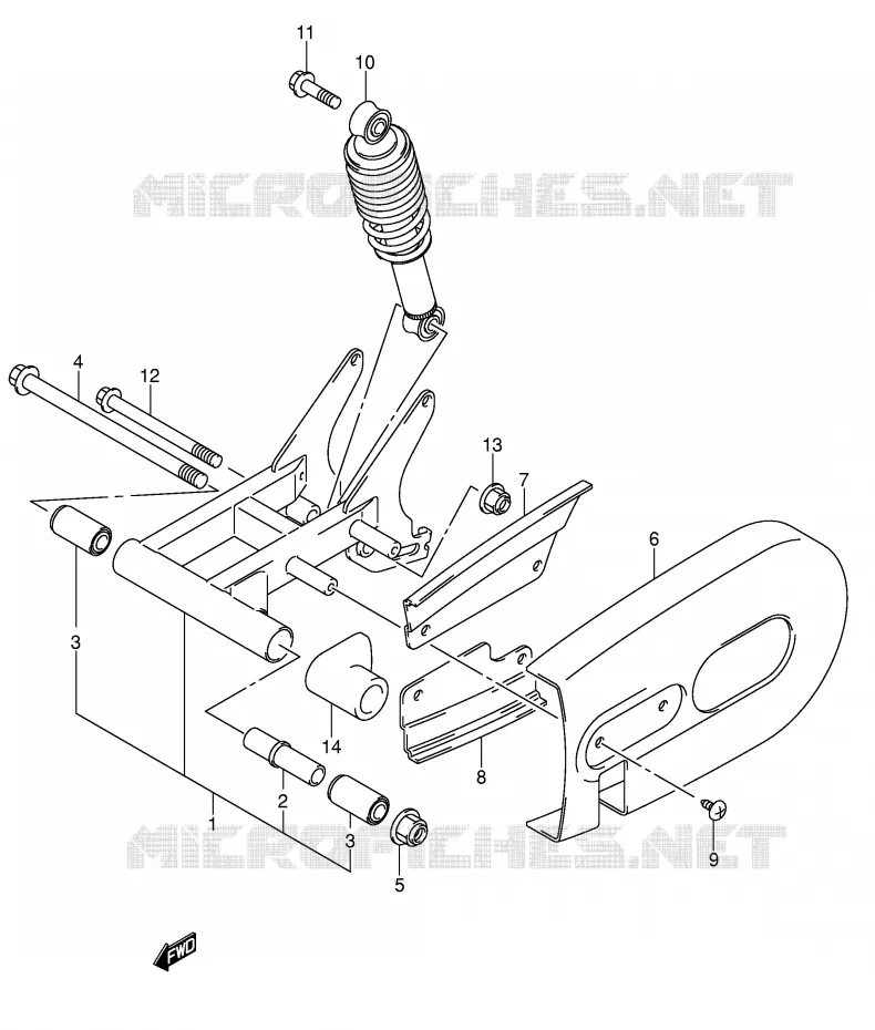 BRAS OSCILLANT ARRIERE Suzuki QUAD 50 MINIQUAD-SPORT 2004  LT-A50K4(P2)