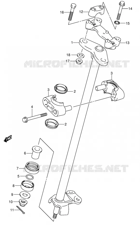 COLONNE DE DIRECTION (MODEL K5/K6/K7) Suzuki QUAD 400 QUADSPORT 2006  LT-Z400K6(E19)