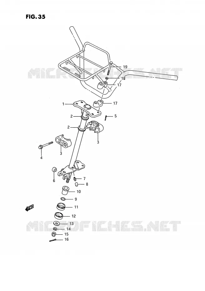 COLONNE DE DIRECTION Suzuki QUAD 250 KINGQUAD 1988  LT-F4WDJ(E2)