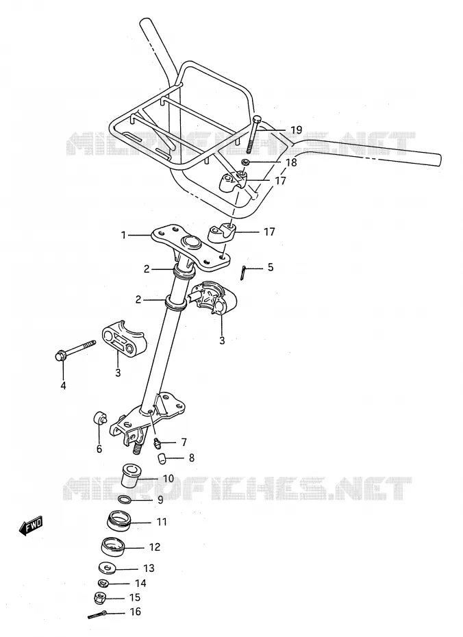 COLONNE DE DIRECTION Suzuki QUAD 250 KINGQUAD 1993  LT-F4WDP(E28)