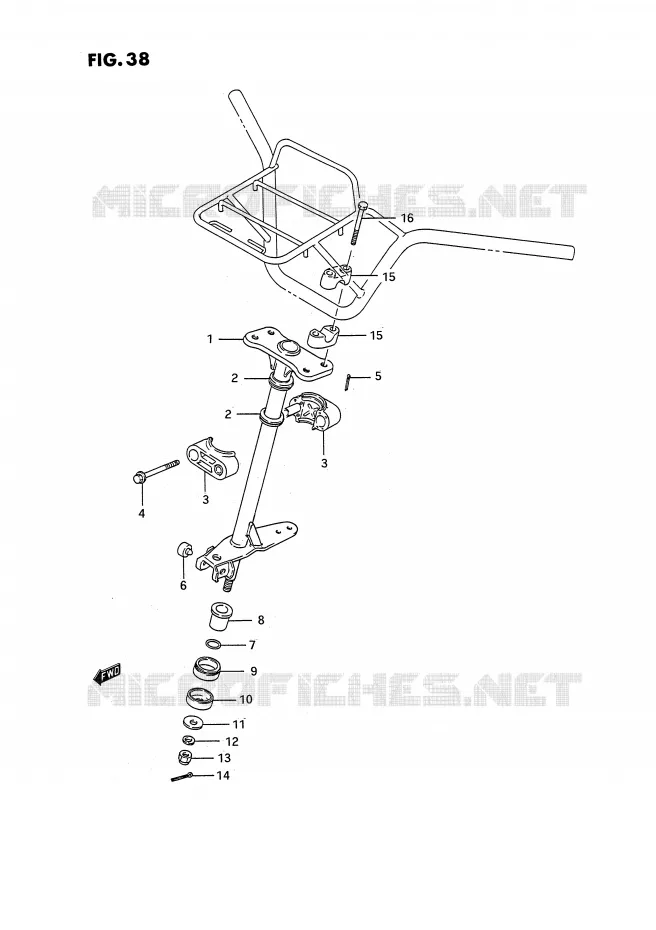 COLONNE DE DIRECTION Suzuki QUAD 300 KINGQUAD 1995  LT-F4WDXS(E3)