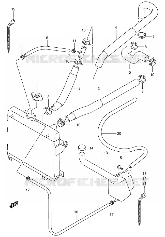 DURITE DE RADIATEUR Suzuki QUAD 500 QUADMASTER 1999  LT-F500FX(E3/E28)
