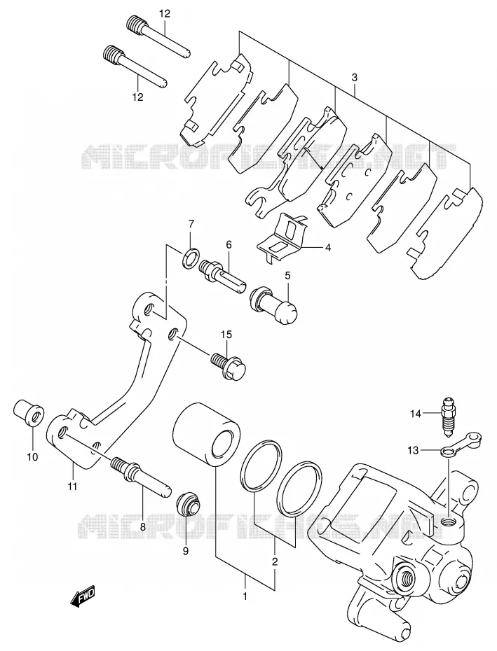 ETRIER DE FREIN ARRIERE (MODELE K2) Suzuki QUAD 500 KINGQUAD 2003  LT-A500FK3(E3/E28)