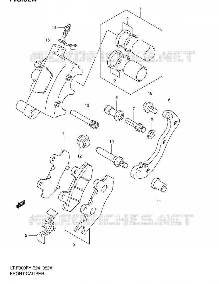ETRIER DE FREIN AVANT (MODELE K2/K4) Suzuki QUAD 300 KINGQUAD 2000  LT-F300FY(E24)