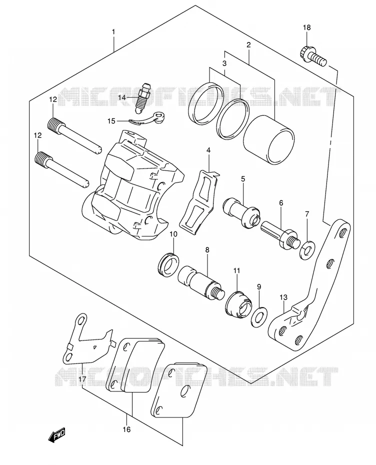 ETRIER DE FREIN AVANT Suzuki QUAD 400 EIGER 2005  LT-F400K5(P3/P28)