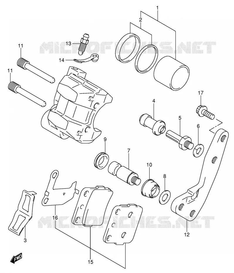ETRIER DE FREIN AVANT Suzuki QUAD 400 QUADSPORT 2004  LT-Z400ZK4(E3/E28)