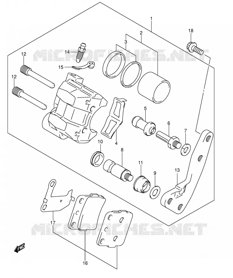 ETRIER DE FREIN AVANT Suzuki QUAD 400 QUADSPORT 2006  LT-Z400K6(E19)