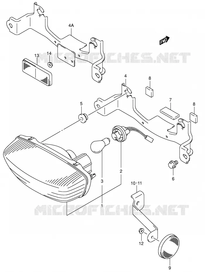 FEU ARRIERE (MODELE K2/K3) Suzuki QUAD 250 OZARK 2003  LT-F250K3(E3/E28)