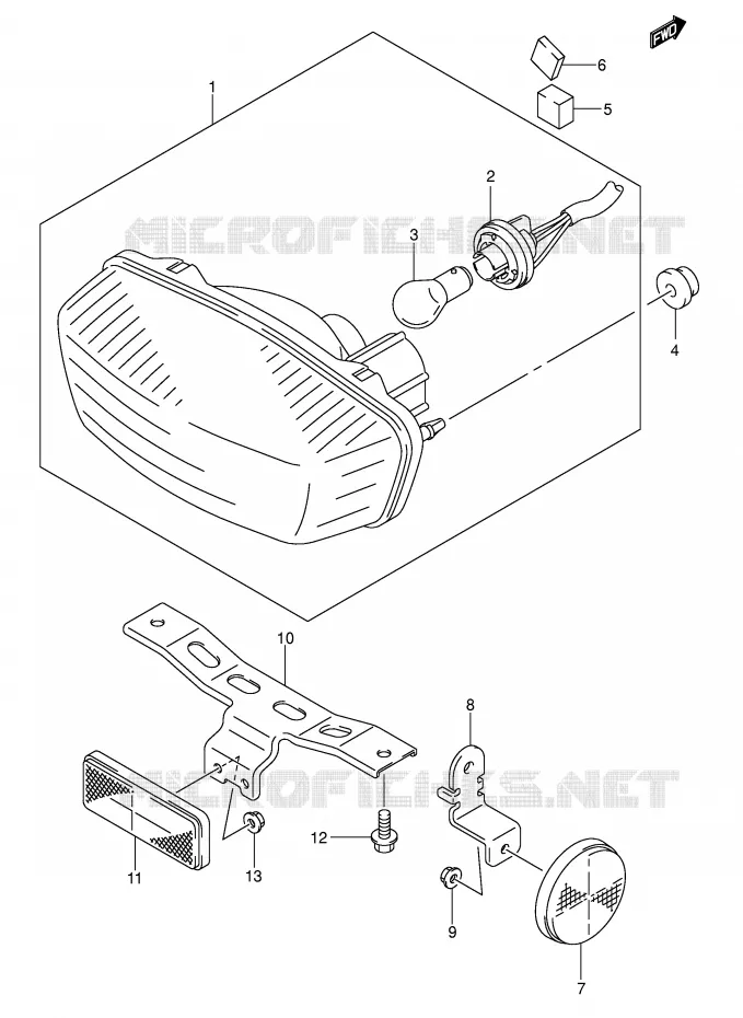 FEU ARRIERE (MODELE K4 E28) Suzuki QUAD 400 QUADSPORT 2004  LT-Z400ZK4(E3/E28)