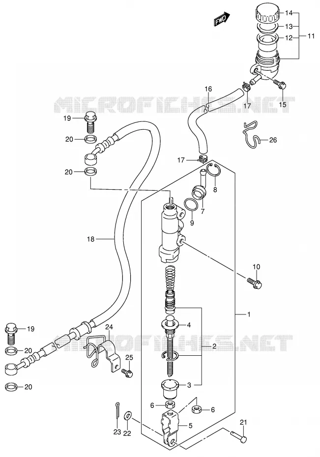 MAITRE CYLINDRE ARRIERE Suzuki QUAD 400 QUADSPORT 2004  LT-Z400K4(E19)