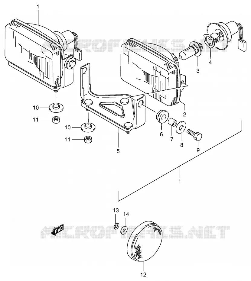 PHARE (MODELE T) Suzuki QUAD 250 KINGQUAD 1998  LT-F4WDW(E28)